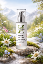 Bottle of Zenthal Alpine Blanc Gel Toner on a rock with a natural background