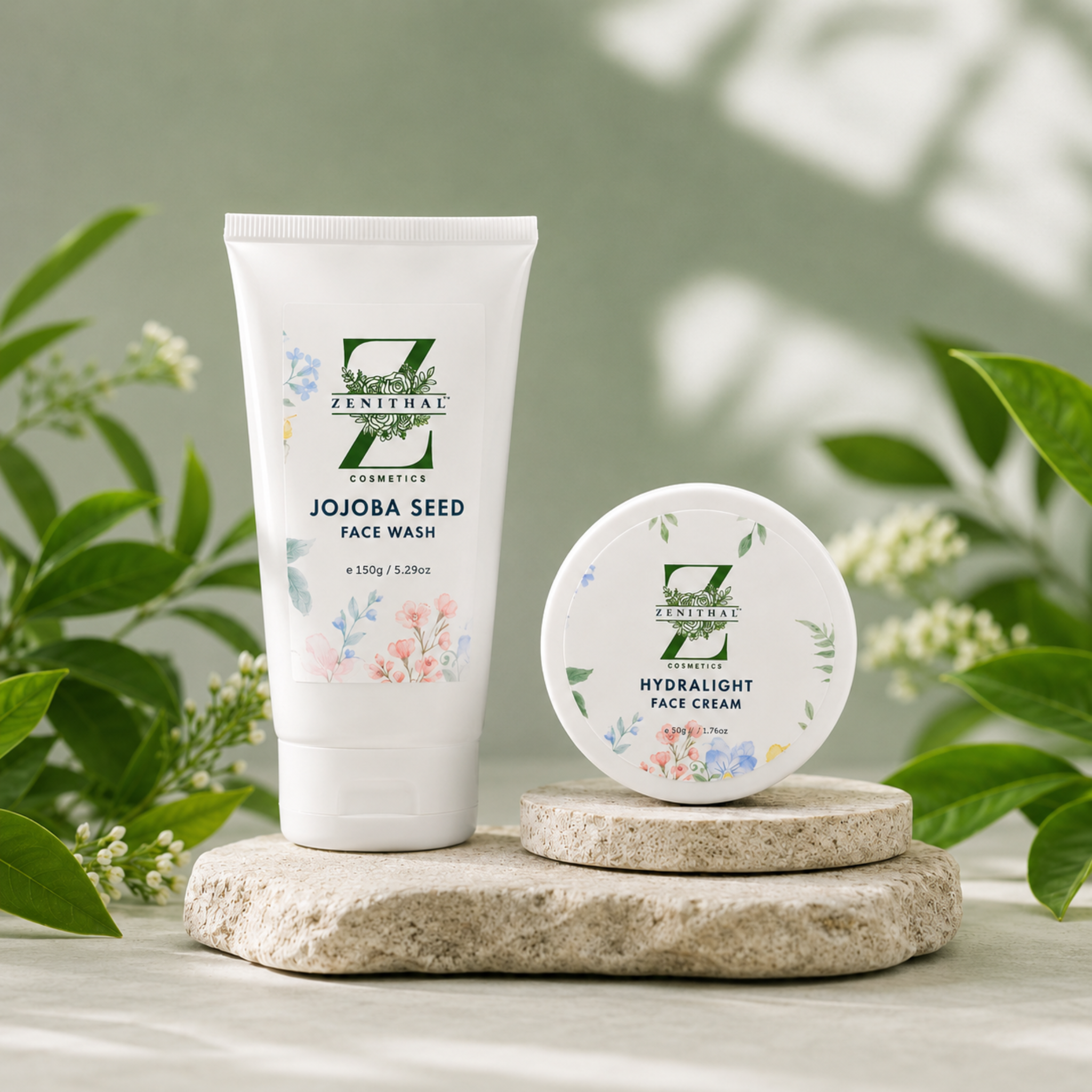 Blemish-prone acne-prone skin routine with gentle cleanser and lightweight non pore clogging moisturiser