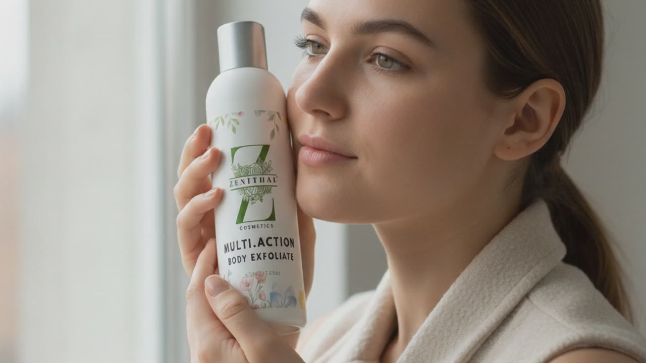 Multi action body exfoliate cosmetics -  natural skincare UK 